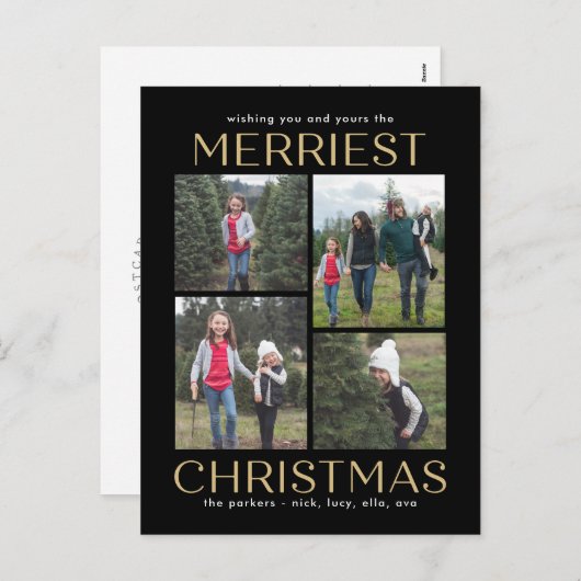 Solid Clean Collage Kerst Briefkaart (Voorkant / Achterkant)