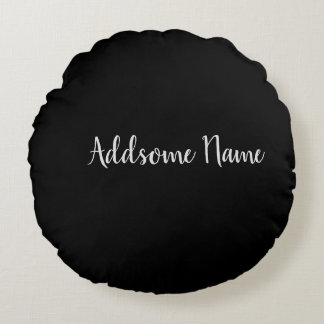 Solid Color Basic Black Modern stijlvol Rond Kussen