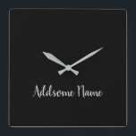 Solid Color Basic Black Modern stijlvol Vierkante Klok<br><div class="desc">Zwarte Kussens. Aangepaste Sjabloon design. Pas je aan met je eigen naam, een geweldig cadeau voor iedereen, ook voor jezelf.</div>