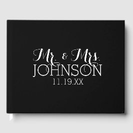 Solid Color Black Mr & Mrs Wedding Favors Gastenboek
