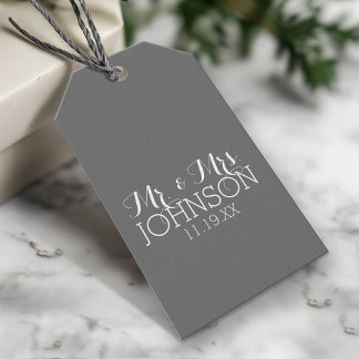 Solid Color Charcoal - Mr & Mrs Wedding Favors Cadeaulabel