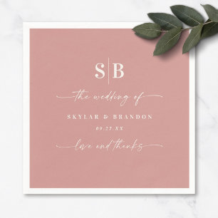 Solid Color Dusty Roos Pink Monogrammed Weddenscha Servet