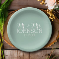 Solid Color Mint Green - Mr & Mrs Wedding Favors
