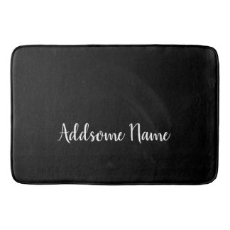 Solid Color Modern Basic Black Monogramed Badmat