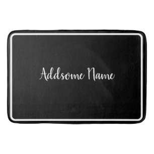 Solid Color Modern Basic Black Monogramed Badmat