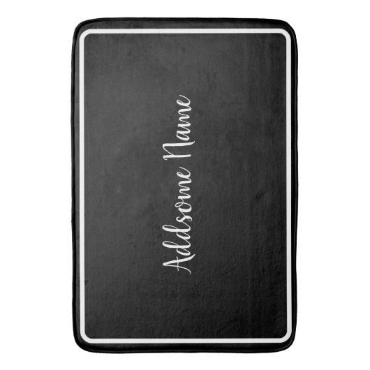 Solid Color Modern Basic Black Monogramed Badmat (Voorkant Verticaal)
