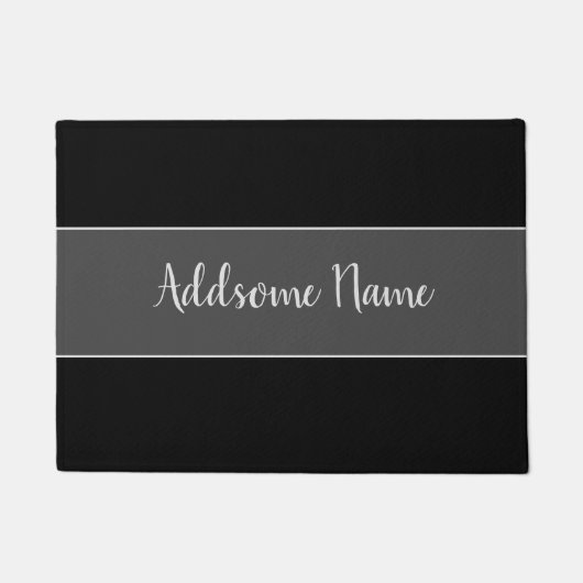 Solid Color Modern Basic Black Monogramed Deurmat (Voorkant)
