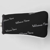Solid Color Modern Basic Black Monogramed Golfheadcover (Voorkant)