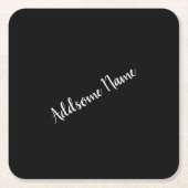 Solid Color Modern Basic Black Monogramed Kartonnen Onderzetters (Voorkant)