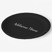 Solid Color Modern Basic Black Monogramed Papieren Bordje (Gekanteld)