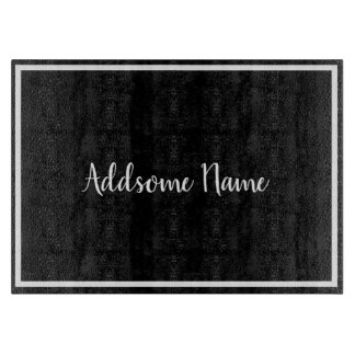 Solid Color Modern Basic Black Monogramed Snijplank