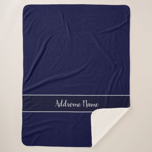 Solid Color Modern Navy Blue Stylish Sherpa Deken (Voorkant)