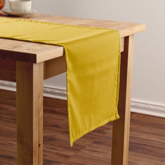 Solid color mustard yellow korte tafelloper (Voorbeeld)