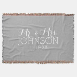 Solid Color Silver - Mr & Mrs Wedding Favors Deken