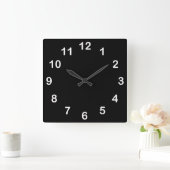 Solid Color: zwart Vierkante Klok (Huis)