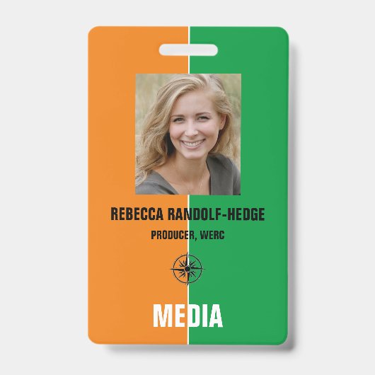 Solid Colors MEDIA PASS - Foto ID-badge Badge (Voorzijde)