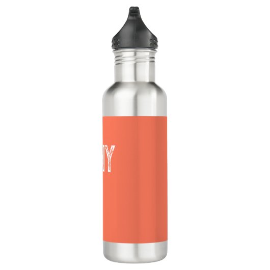 Solid Coral Custom Name Monogram Waterfles (Rechts)