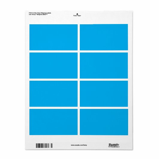 Solid Cyan Blue Background  Etiket (Full Sheet)