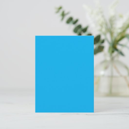 Solid Cyan Blue Background | Summer Minimal Style Uitnodiging Briefkaart (Staand voorkant)