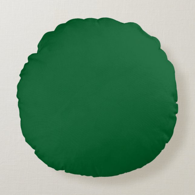 Solid dark hunter green rond kussen (Voorkant)