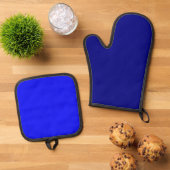 Solid Dark Navy Blue Minimalist Plain Modern Ovenwant & Pannenlap Set (Top down)