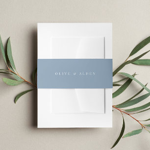 Solid Dusty Blue en klassieke briefing Weddenschap Uitnodigingen Wikkel