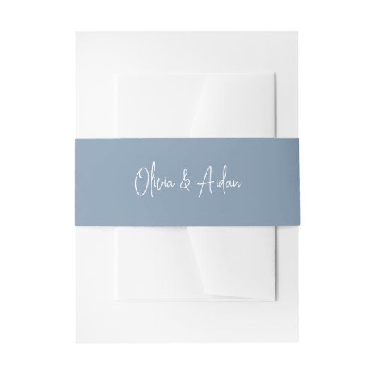 Solid Dusty Blue Handwrite Script Wedding Uitnodigingen Wikkel (Voorkant Voorbeeld)