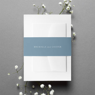 Solid Dusty Blue Personalized Weddenschap Uitnodigingen Wikkel