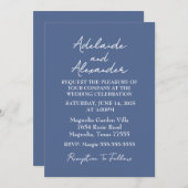 Solid Dusty Blue Wedding Invitation Kaart (Voorkant / Achterkant)