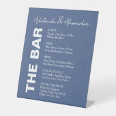 Solid Dusty Blue Wedding Pedestal Sign Reclamebord Met Voetstuk (Voorkant)