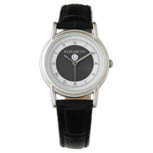 Solid Elegant Black en White Horloge
