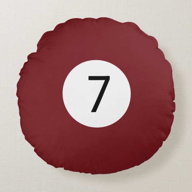 Solid en Stripe Billiard Balls #7 Verzamel alle 15 Rond Kussen (Voorkant)