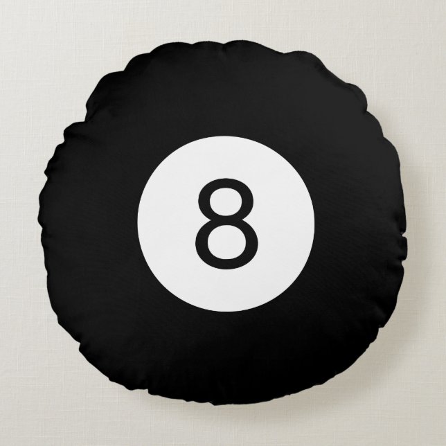 Solid en Stripe Billiard Balls #8 Verzamel alle 15 Rond Kussen (Voorkant)