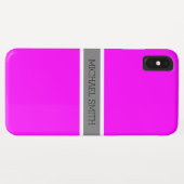 Solid Fuchsia Modern Grey Ribbon Elegant Name Case-Mate iPhone Case (Achterkant (horizontaal))