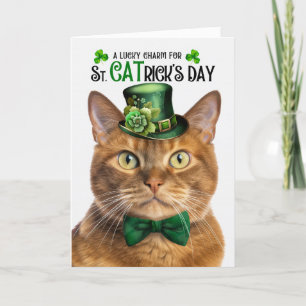 Solid Ginger Cat CATrick's Day Lucky Charm Feestdagen Kaart