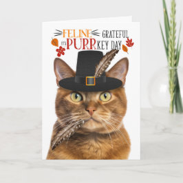 Solid Ginger Cat dankbaar voor PURRkey Day Feestdagen Kaart