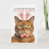 Solid Ginger Cat in Bunny Ears voor Pasen Feestdagen Kaart (Voorkant)