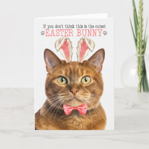 Solid Ginger Cat in Bunny Ears voor Pasen Feestdagen Kaart