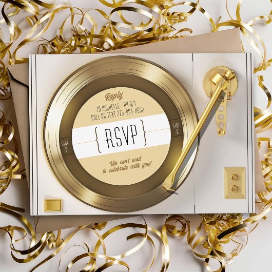 Solid Gold Black Vinyl Record 50e verjaardag Kaart