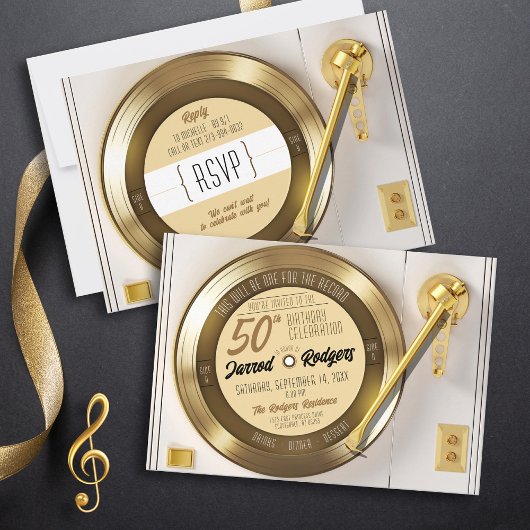 Solid Gold Black Vinyl Record 50e verjaardag Kaart