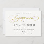 Solid Gold Elegant Calligraphy Verloving Kaart (Voorkant)