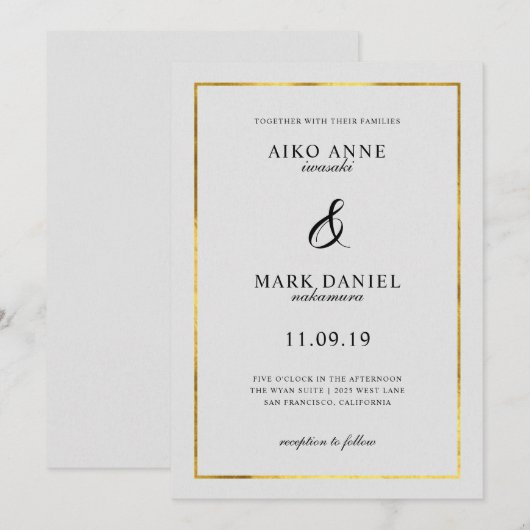 Solid Gold Lijst huwelijksuitnodiging Kaart (Voorkant / Achterkant)