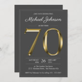 Solid Gold Tekst Donkergrijs 70ste verjaardagsfees Kaart (Voorkant / Achterkant)