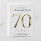 Solid Gold Tekst Grijs Eenvoudig Classy 70ste verj Kaart (Voorkant)