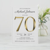 Solid Gold Tekst Grijs Eenvoudig Classy 70ste verj Kaart (Staand voorkant)