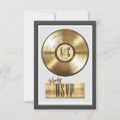 Solid Gold Vinyl Record Plaque Bruiloft Uitnodigen RSVP Kaartje (Voorkant)