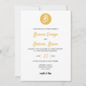 Solid Golden Monogram Huwelijk Kaart (Voorkant)