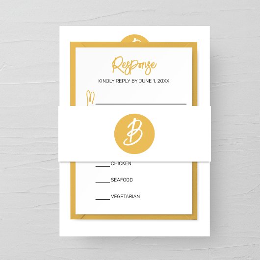 Solid Golden Monogram Huwelijk Uitnodigingen Wikkel