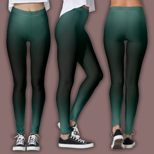 Solid Gradient Pattern | Dark Emerald Ombre Leggings
