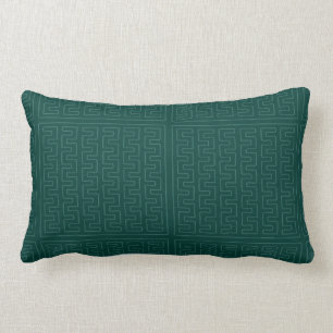 Solid Green Aztec Motif Lumbar Pillow Kussen